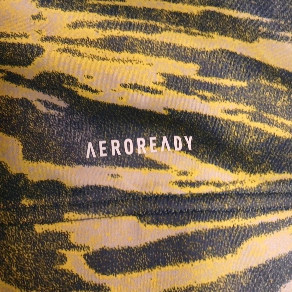 Adidas Racerback Sports Bra‎ Primegreen Aeroready Women's Size Small Teal Yellow